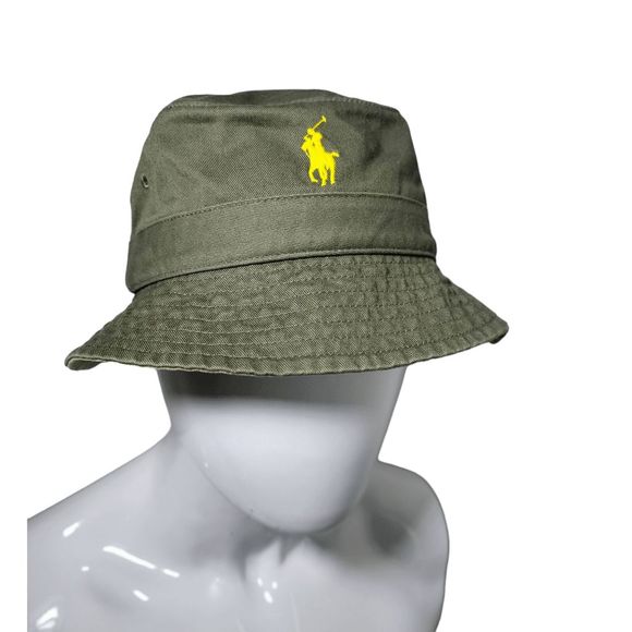 NWT POLO Ralph Lauren Bucket Hat Yellow Embroidered Pony Size S/M, L/XL - Picture 8 of 12